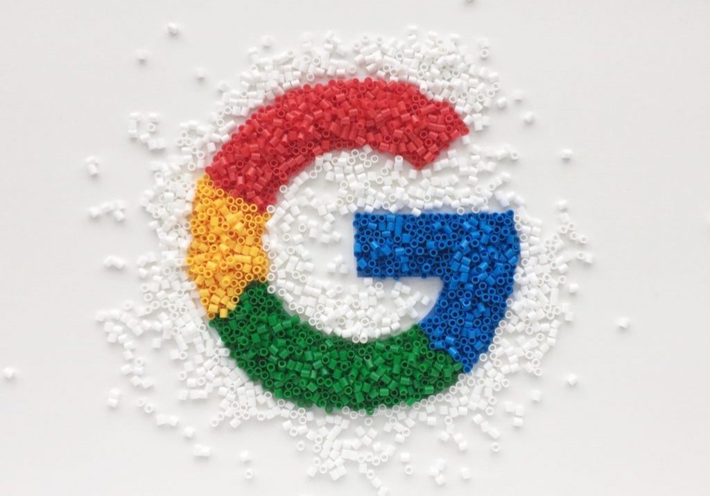 Google logo made from beads